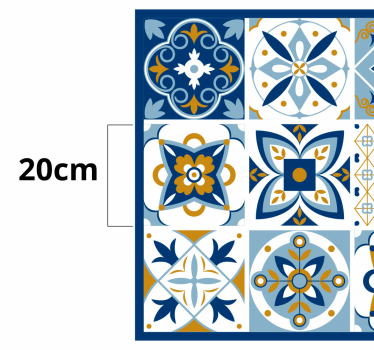 Dywan winylowy do kuchni niebieskie kwadratowe kafelki - TenStickers