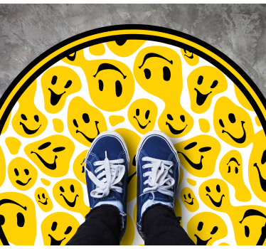 Biało-żółte buźki emotikony nastoletnie dywaniki do sypialni - TenStickers