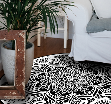 Czarno-biały dywan mandala - TenStickers