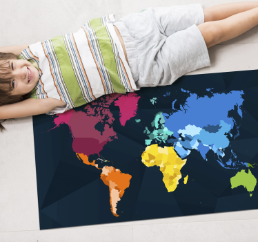 Dywan nowoczesna kolorowa mapa świata - TenStickers