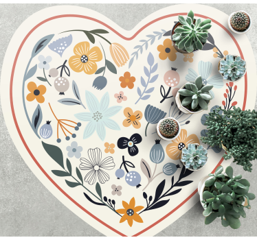 Dywan w kształcie serca z polskimi kwiatami - TenStickers