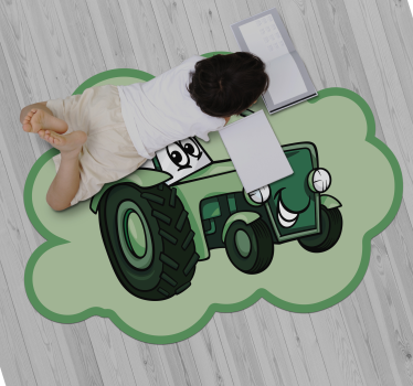 Dywan winylowy dla dzieci zielony traktor - TenStickers