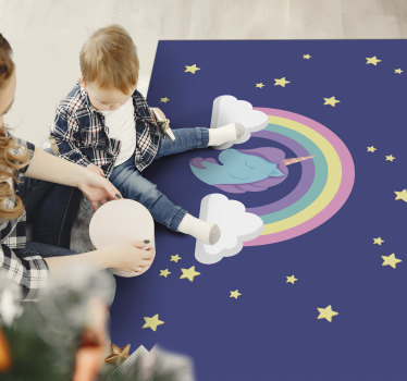 Dywan winylowy dla dziecka grafika tęczy jednorożca - TenStickers