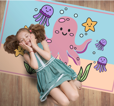 Dywan winylowy dla dzieci ilustracja przyjaciół oceanu - TenStickers