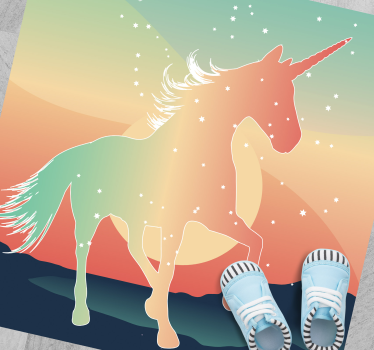 Dywan winylowy dla dziecka magiczna sylwetka jednorożca - TenStickers
