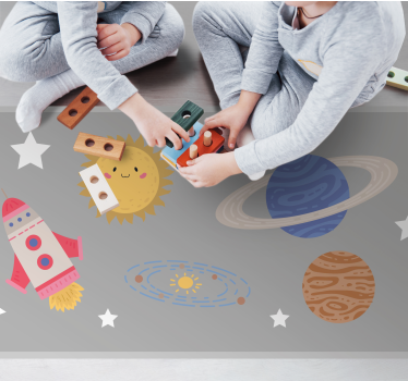 Dywan winylowy dla dzieci motyw kosmicznej przygody - TenStickers