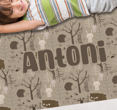 Dywan winylowy dla dziecka Zwierzęta leśne w stylu skandynawskim - TenStickers