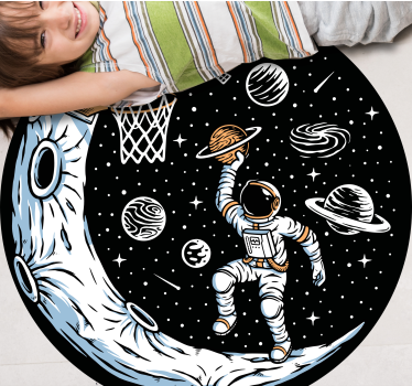 Dywan winylowy dla nastolatków Astronauta gra w koszykówkę - TenStickers