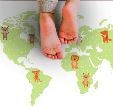 Dywan winylowy mapa świata minimalistyczna dziecięca fauna - TenStickers
