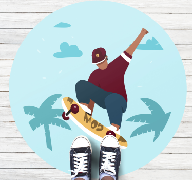 Dywan winylowy dla nastolatków ilustracja na deskorolce - TenStickers