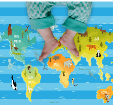 Dywan winylowy mapa świata w niebieskie paski - TenStickers
