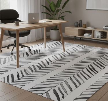 Dywan winylowy do biura w czarno-białe wzory geometryczne - TenStickers