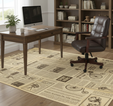 Dywan winylowy do biura w stylu vintage amerykańskiej gazety - TenStickers