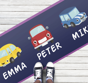 Dywan winylowy do przedpokoju kolorowe pojazdy - TenStickers