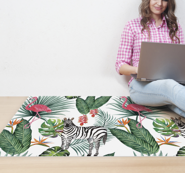 Dywan winylowy flamingi i zebra - TenStickers