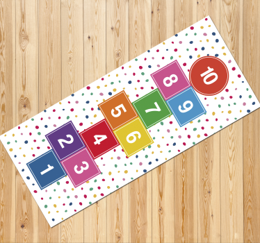Dywan winylowy gra w klasy na tle w kółka - TenStickers