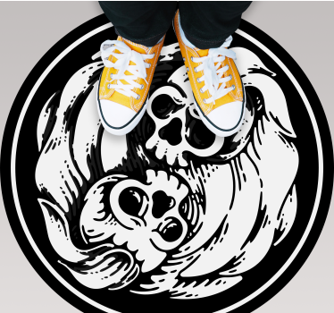 Dywan winylowy na halloween fale czaszki - TenStickers