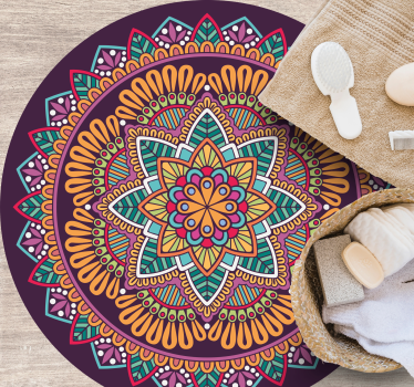 Dywan winylowy mandala Abstrakcyjny kształt kwiatu mandali - TenStickers