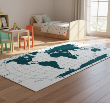 Dywan winylowy mapa świata niebieskie meridiany - TenStickers