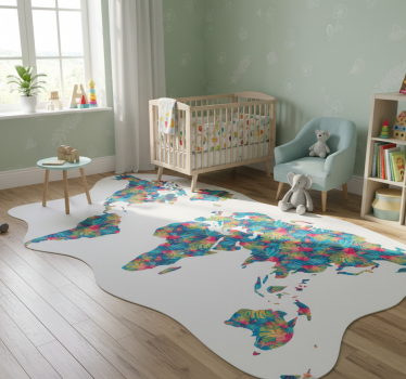 Dywan winylowy mapa świata kolorowe tropikalne liście - TenStickers
