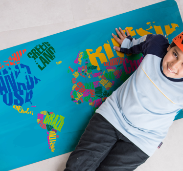 Dywan winylowy mapa świata kolorowe nazwy państw - TenStickers
