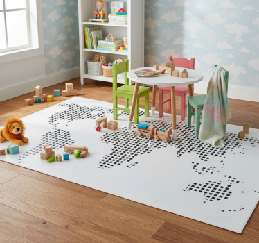 Dywan winylowy mapa świata kwadratowy dekoracyjny - TenStickers