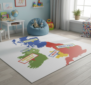 Dywan winylowy mapa świata kolorowa wielka brytania - TenStickers