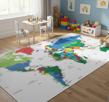 Dywan winylowy mapa świata mapa świata w kolorach - TenStickers