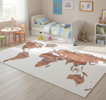 Dywan winylowy mapa świata na ścianę cegła - TenStickers