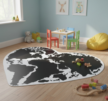 Dywan winylowy mapa świata naklejka w kształcie serca - TenStickers
