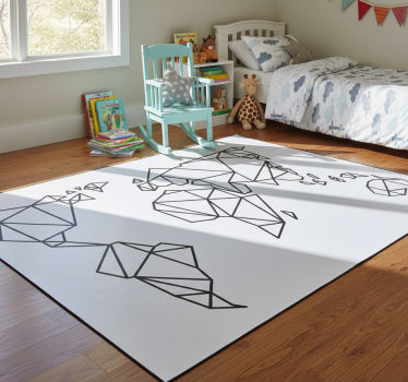 Dywan winylowy mapa świata origami dekoracyjne - TenStickers