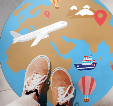 Dywan winylowy mapa świata przygoda inspirowana podróżą - TenStickers