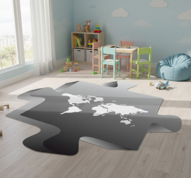 Dywan winylowy mapa świata czarna część puzzli - TenStickers