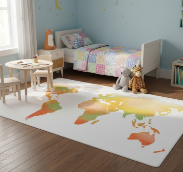 Dywan winylowy mapa świata w ciepłych odcieniach - TenStickers
