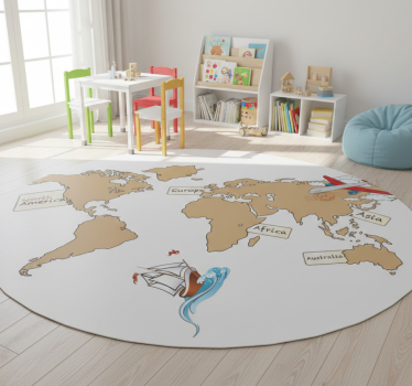 Dywan winylowy mapa świata w języku angielskim - TenStickers