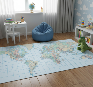 Dywan winylowy mapa świata z angielskim rozkładem zajęć - TenStickers