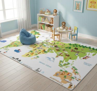 Dywan winylowy mapa świata z mapą ludzi w języku angielskim - TenStickers