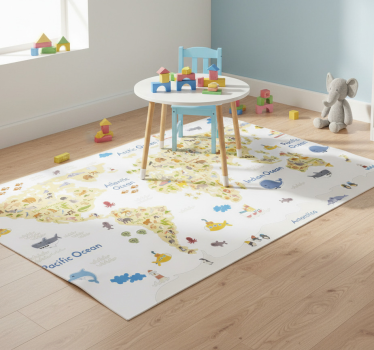Dywan winylowy mapa świata z motywem fauny - TenStickers