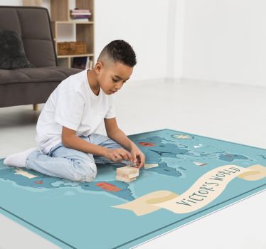 Dywan winylowy mapa świata z nazwą - TenStickers