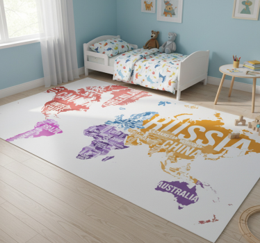 Dywan winylowy mapa świata z nazwami i granicami - TenStickers