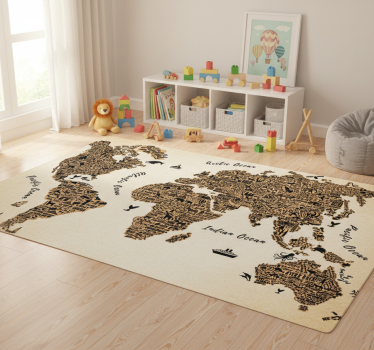 Dywan winylowy mapa świata z tekstami i konturami - TenStickers