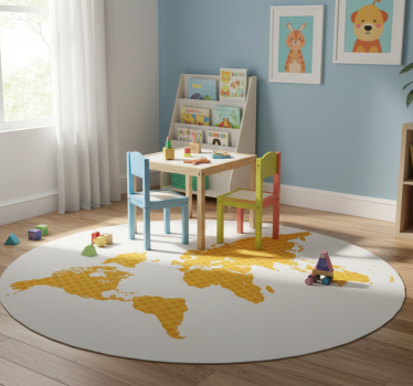 Dywan winylowy mapa świata żółty w kropki - TenStickers