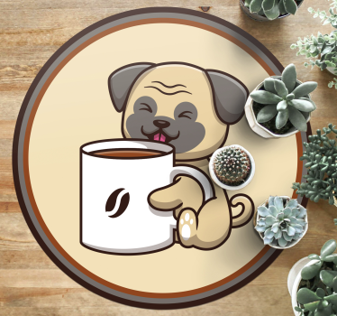 Dywan winylowy mops kawowy - TenStickers
