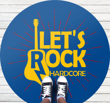 Okrągły dywan winylowy motyw gitary "Let's Rock" - TenStickers