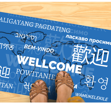 Dywan winylowy mapa świata powitanie w różnych językach - TenStickers