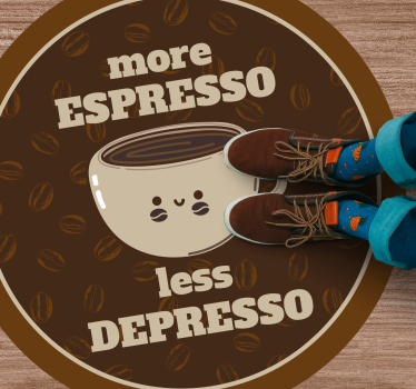 Dywan winylowy napisy więcej espresso mniej - TenStickers