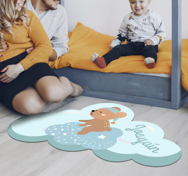 Dywan winylowy niebieski z misiem - TenStickers