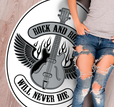 Dywan winylowy z imieniem rock and roll nigdy nie umrze - TenStickers