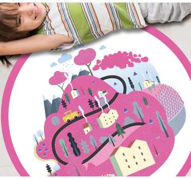 Dywan winylowy ulice kolorowa scena wiejska - TenStickers