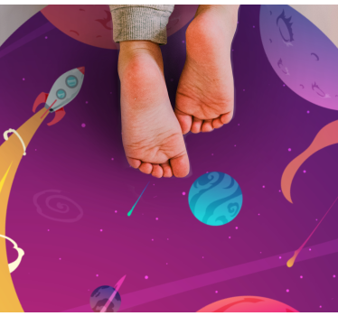 Dywan winylowy w gwiazdki kosmiczna podróż rakietą - TenStickers
